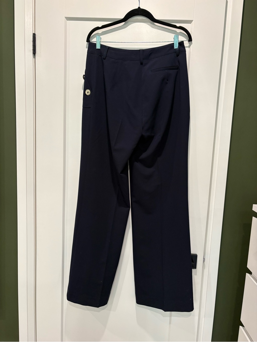 Tommy Hilfiger Navy Wide-Leg Pants with Button Accents - Picture 5 of 8